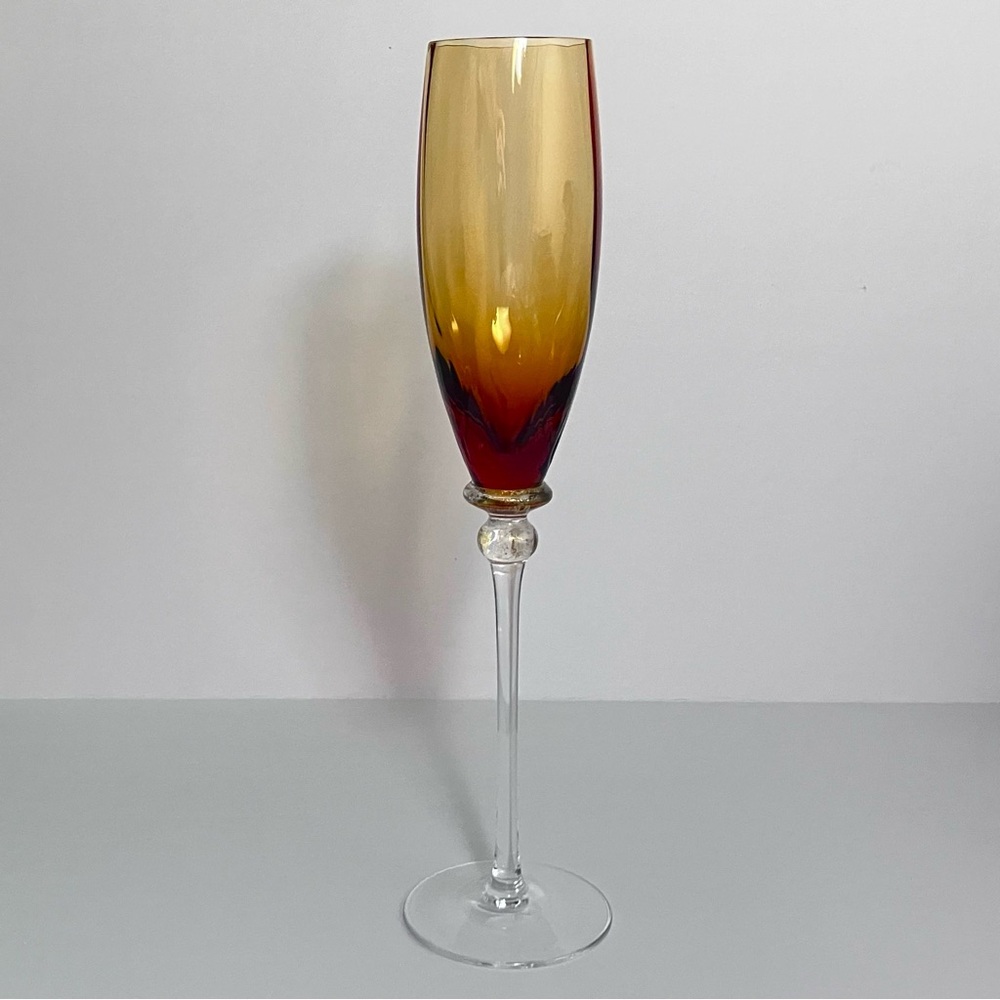 UNION STREET Sienna Amber CHAMPAGNE FLUTE / 11.5 Inches / LIGHT SCRATCHES / Rare